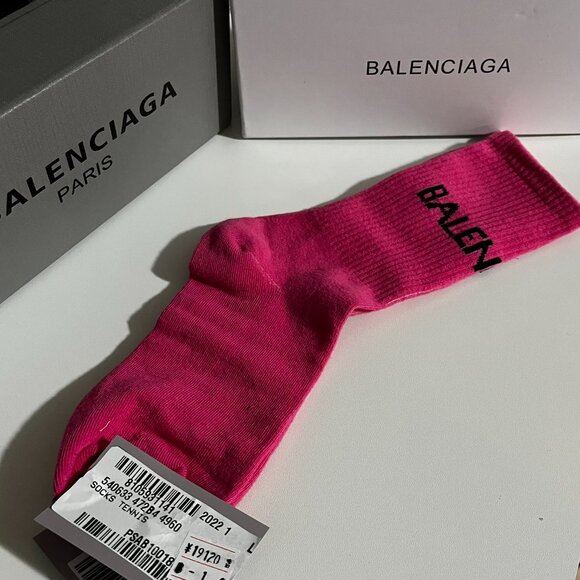 Balenciaga Socks | Pink/Magenta Logo Crew Socks | Unisex | From Japan - Picture 3 of 3